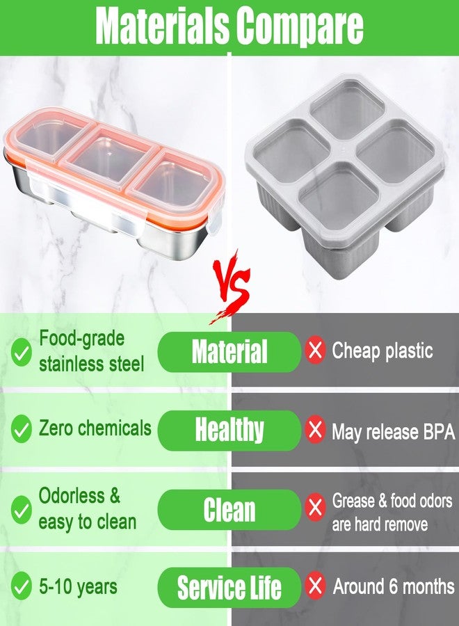 Palksky Snackle Box Container Stainless Steel, Reusable Snack Containers with Lids, 3 Compartment Divided Food Storage Containers for School, Home, Travel - Image 5