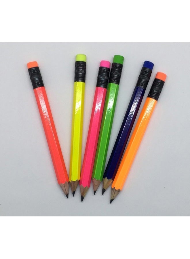 Express Pencils نصف مع ممحاة - جولف، فصل دراسي، مقعد، قصير، ميني - سداسي، مشحذ، غير سام، 2 قلم رصاص، لون - مجموعة نيون، (علبة من 48) جيب جولف - Image 3