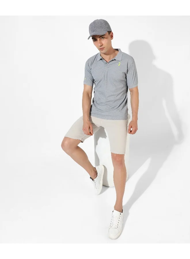 Campus Sutra Men's Solid Grey Regular Fit Activewear T-Shirt