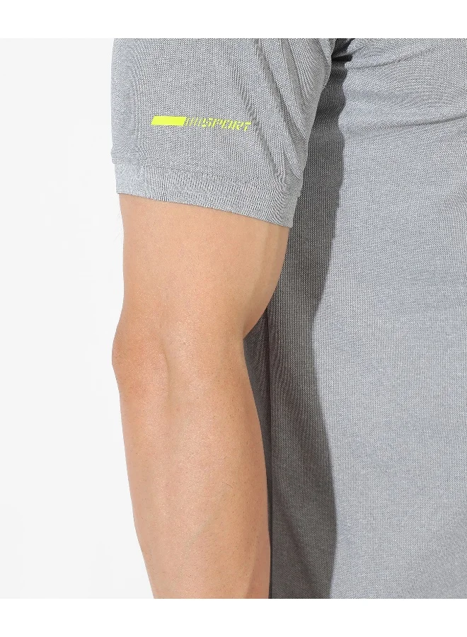 Campus Sutra Men's Solid Grey Regular Fit Activewear T-Shirt