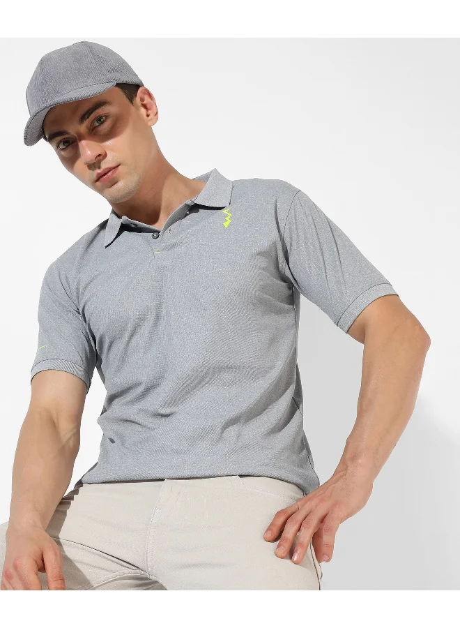 Campus Sutra Men's Solid Grey Regular Fit Activewear T-Shirt