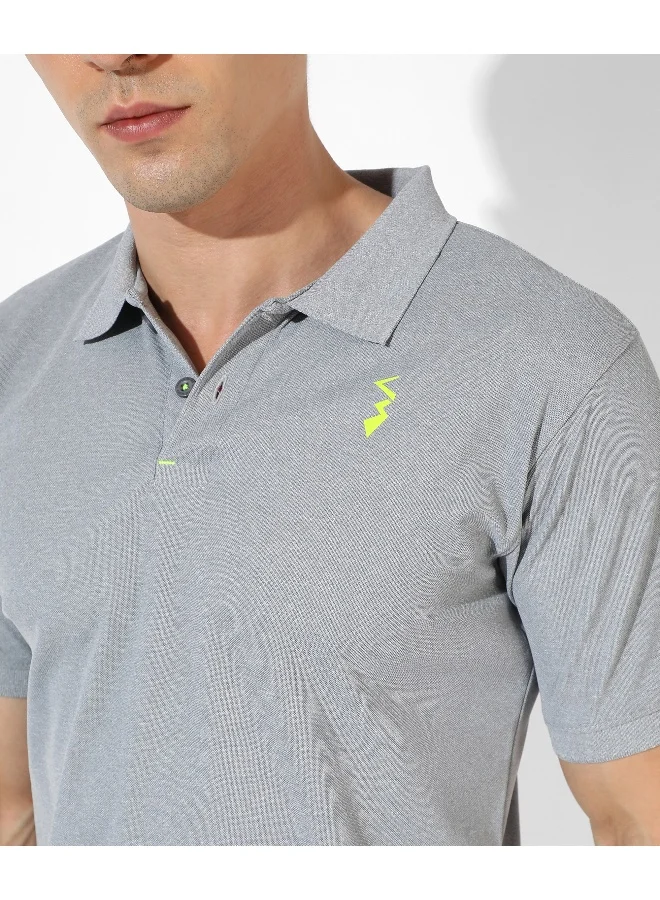 Campus Sutra Men's Solid Grey Regular Fit Activewear T-Shirt