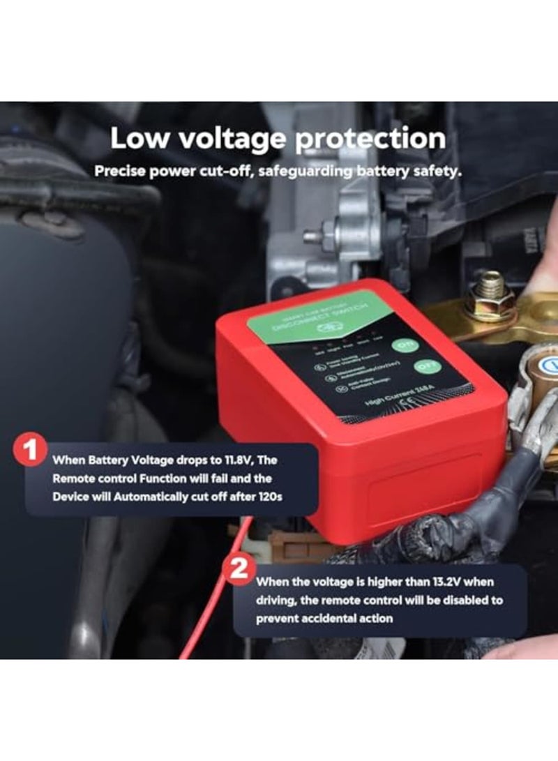 Remote Car Battery Kill Switch, Smart Voltage Disconnect for Vehicle, RV, ATV, Truck, Boat - Prevents Cell Drain, Easy Installation, Reliable Power Cut Off (12V，No LED) - Image 3