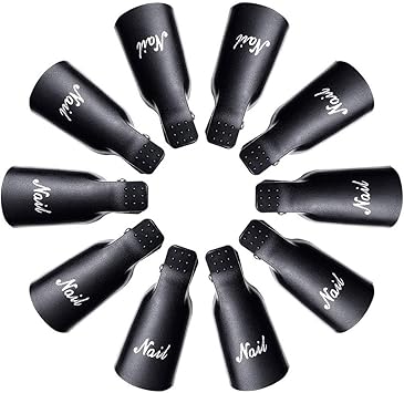 IME Nail Polish Remover Clips Set Nails Art Gel Cap Soak Off Clip UV Manicure Acrylic Nails Wrap Tool Black Colour 10 pcs - Image 1
