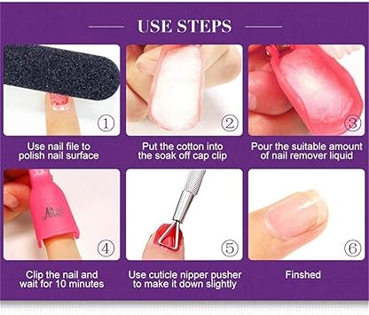 IME Nail Polish Remover Clips Set Nails Art Gel Cap Soak Off Clip UV Manicure Acrylic Nails Wrap Tool Black Colour 10 pcs - Image 5