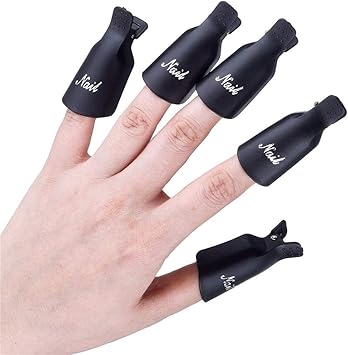 IME Nail Polish Remover Clips Set Nails Art Gel Cap Soak Off Clip UV Manicure Acrylic Nails Wrap Tool Black Colour 10 pcs - Image 2