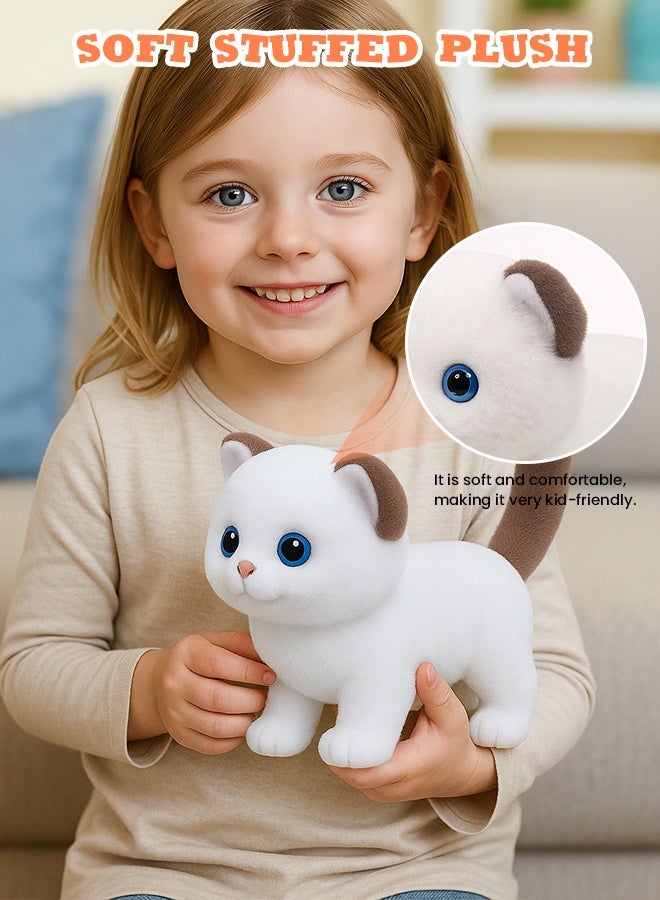 VUCATIN Stuffed Cat Robot Toy for Kids Interactive Pet Care Toys with Pet Cage Electronic Cat Grooming Toys Pretend Play Gifts for Girls Boy 3+ Years Old - Image 4