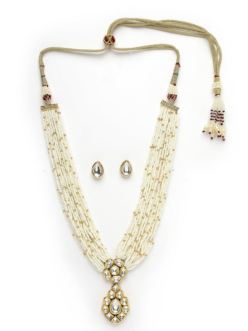Adiva Gold-Plated Kundan Stone Studded & Beaded Layered Jewellery Set for Women, Traditional Stylish Jewellery Set for Women Party, Wedding, Bridal, Occasion, Festive - Image 1