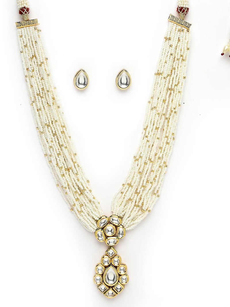 Adiva Gold-Plated Kundan Stone Studded & Beaded Layered Jewellery Set for Women, Traditional Stylish Jewellery Set for Women Party, Wedding, Bridal, Occasion, Festive - Image 5
