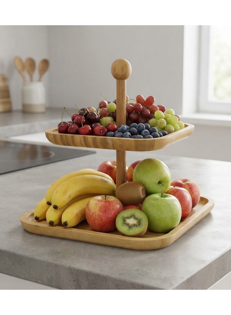 2-Tier Wooden Serving Stand - Image 3