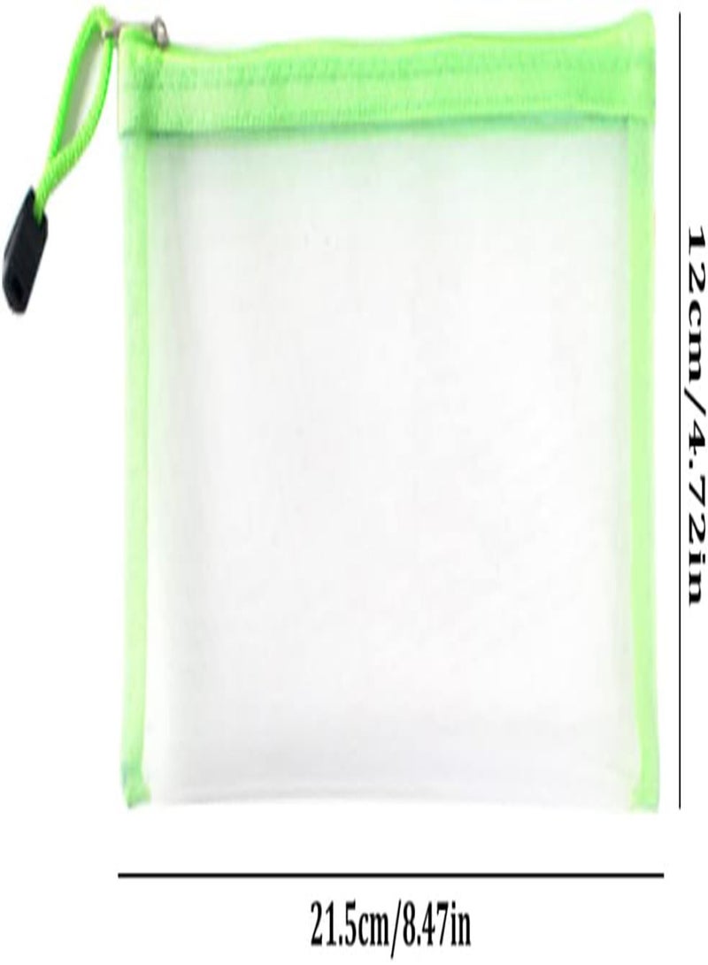 GGOOT Clear Pencil Case for Exams Mesh Pencil Pouch with Zip Stationery Storage Pouch for Students Office Supplies 2Pcs 8.5x4.7 In Green  - Image 5