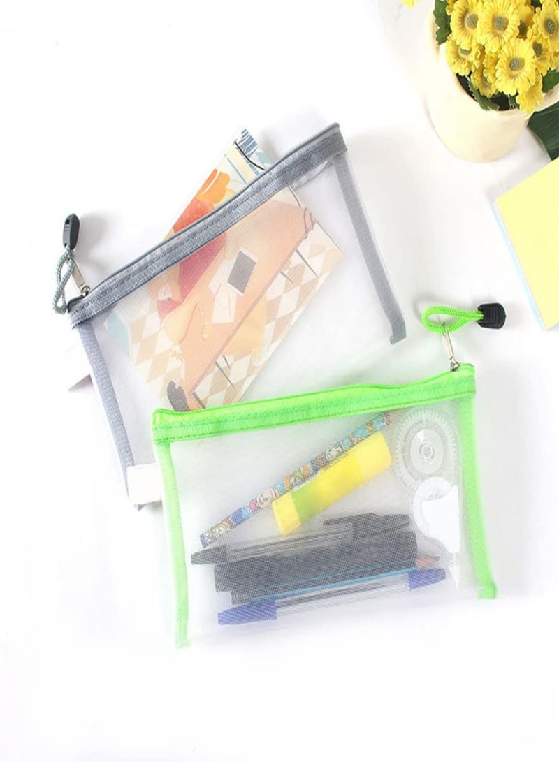 GGOOT Clear Pencil Case for Exams Mesh Pencil Pouch with Zip Stationery Storage Pouch for Students Office Supplies 2Pcs 8.5x4.7 In Green  - Image 2