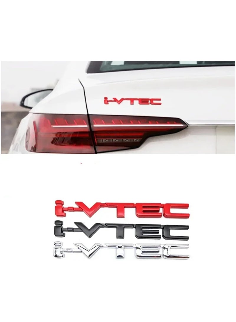 بيعتكلها 3D سيارة معدنية حرف الحاجز شعار الجانب الخلفي الذيل الجذع الشارات شعار شارة شعار ملصق صائق التصميم اكسسوارات السيارات متوافق مع هوندا i-VTEC IVTEC (الأحمر) - Image 2