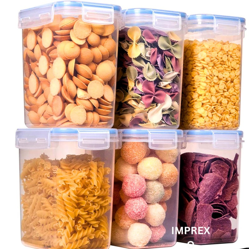 IMPREXO Air Tight Food Storage Containers Kitchen Containers For Storage Set Plastic Storage Box For Kitchen Airtight Containers Storage Jar Set For Kitchen Storage (Pack of 6, 1550 ML) - Image 5