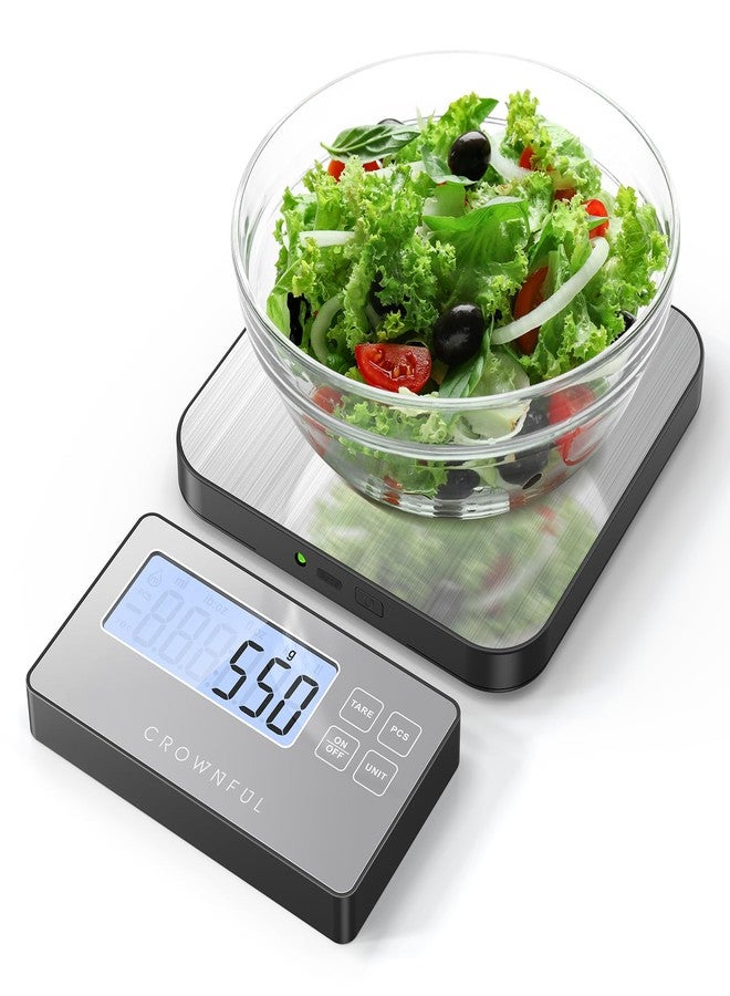 كراونفول ميزان طعام مقسم من كراونفول، ميزان مطبخ لاسلكي بوزن 33 رطلاً مع شاشة LCD عن بُعد، 7 وحدات ووظيفة تصفير، دقة 1 غرام/0.1 أونصة، ميزان طعام رقمي للمطبخ، وعاء وزن طعام من الفولاذ المقاوم للصدأ للطبخ/الحمية - Image 1