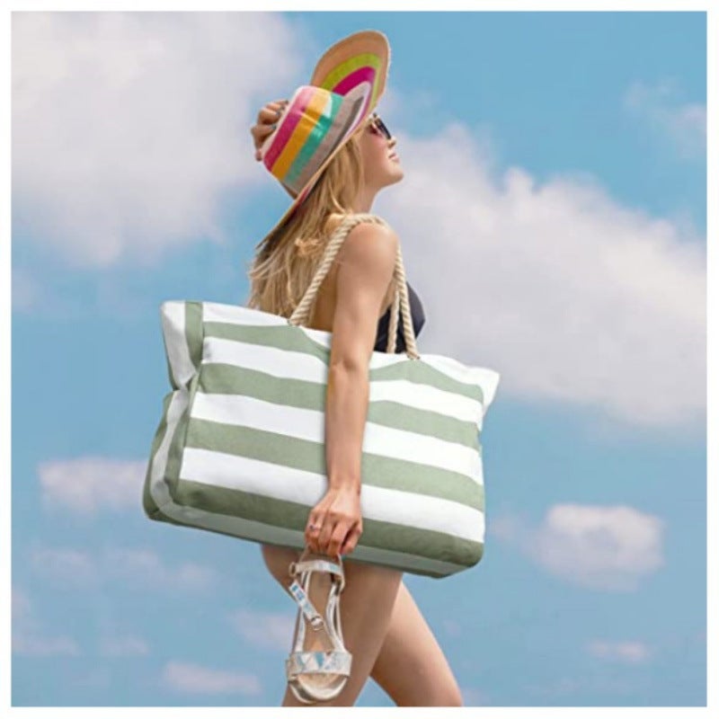 Beach Handbag Large Waterproof and Sand-proof Foldable Women''s Beach Bag Large Capacity Portable Storage Bag - Image 5