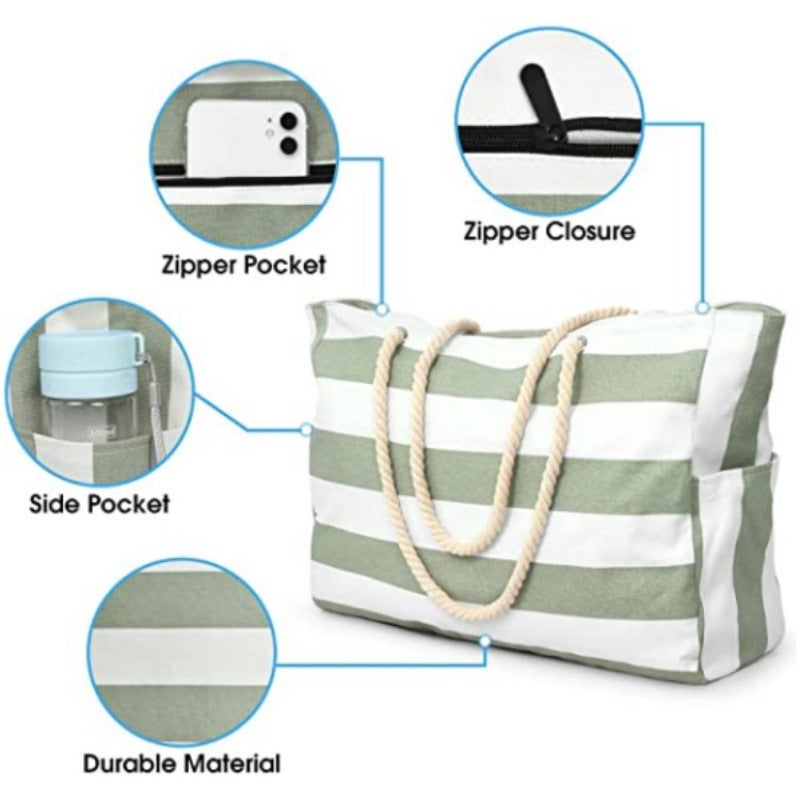 Beach Handbag Large Waterproof and Sand-proof Foldable Women''s Beach Bag Large Capacity Portable Storage Bag - Image 3