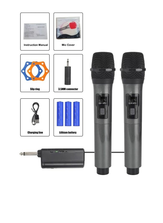يو اتش اف - ميكروفون UHF TTD-M12 مزدوج لاسلكي قابل للشحن - Image 1