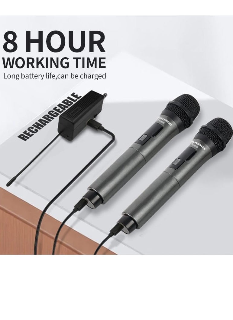 يو اتش اف - ميكروفون UHF TTD-M12 مزدوج لاسلكي قابل للشحن - Image 1
