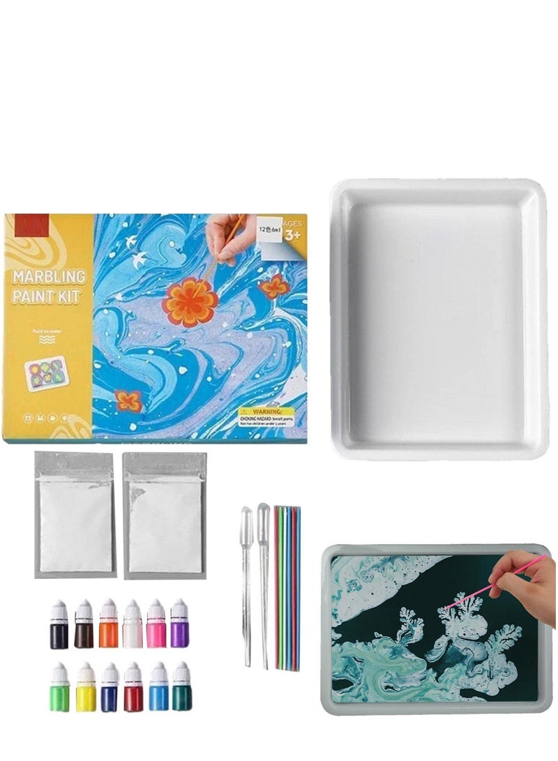 سيوسي طقم رخامي للأطفال، طقم طلاء رخامي بألوان مائية - ألعاب إبداعية هدايا العيد للفتيات والفتيان الذين تتراوح أعمارهم بين 6 7 8 9 10 11 12 - Image 1