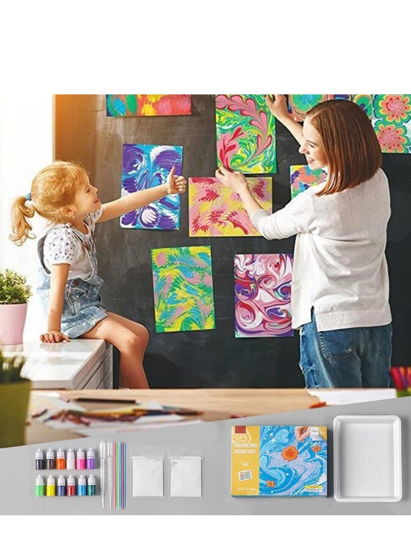 سيوسي طقم رخامي للأطفال، طقم طلاء رخامي بألوان مائية - ألعاب إبداعية هدايا العيد للفتيات والفتيان الذين تتراوح أعمارهم بين 6 7 8 9 10 11 12 - Image 3