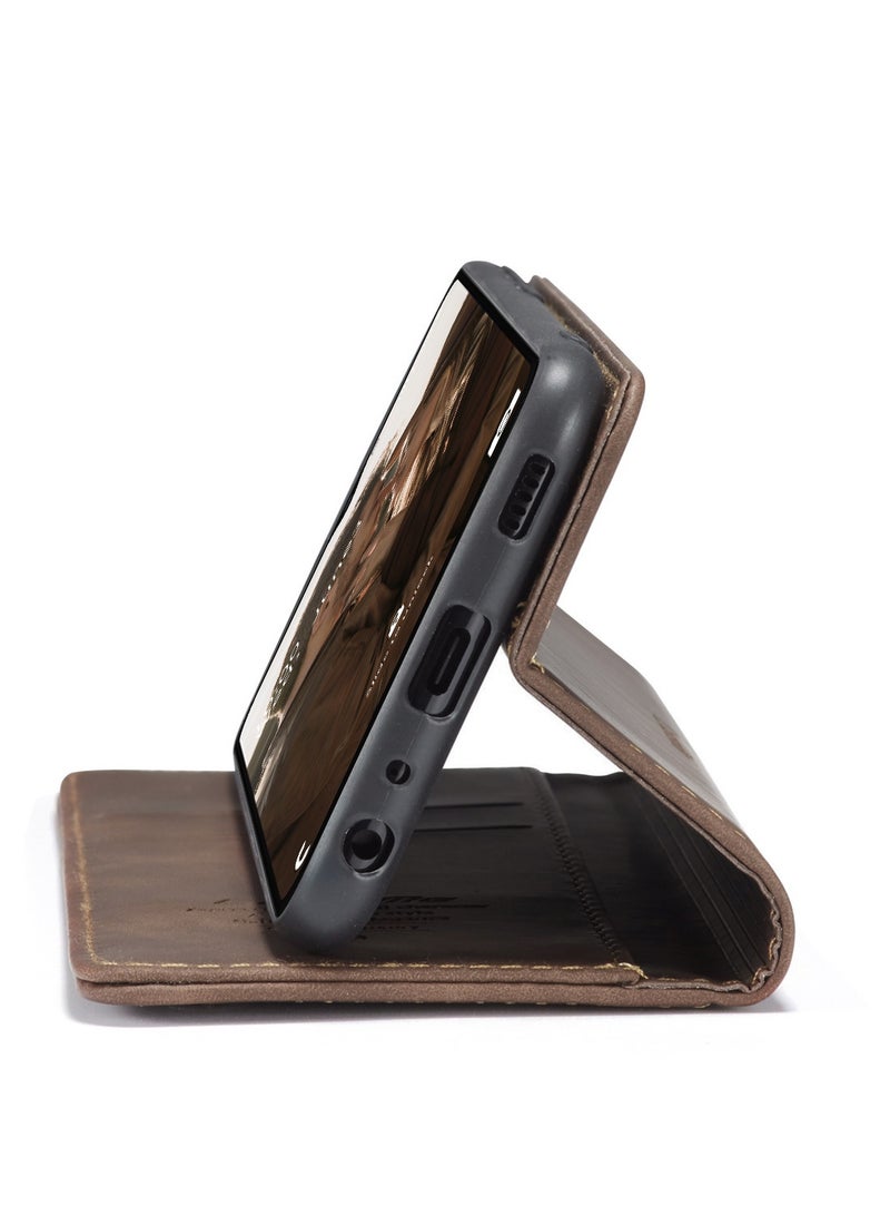 CaseMe Samsung Galaxy A23/M23 Case Wallet Case Book Folding Flip Folio Case with Magnetic Kickstand Card Slots Protective Cover - Coffee - Image 2