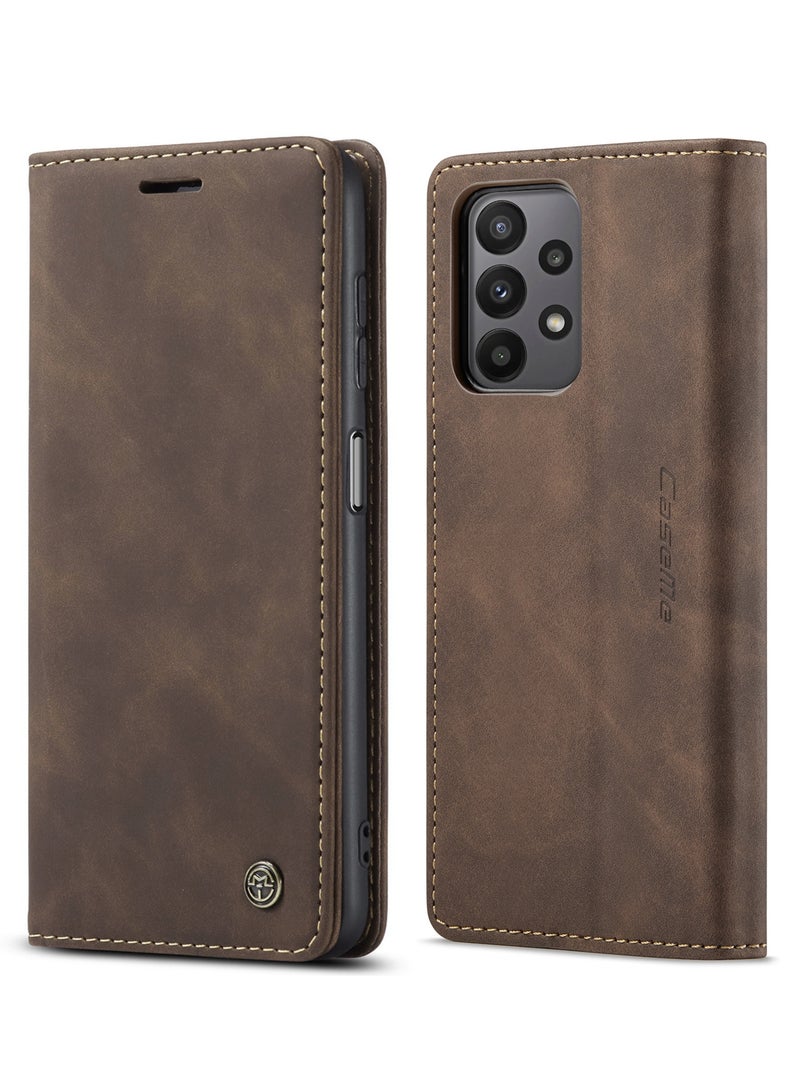 CaseMe Samsung Galaxy A23/M23 Case Wallet Case Book Folding Flip Folio Case with Magnetic Kickstand Card Slots Protective Cover - Coffee - Image 5
