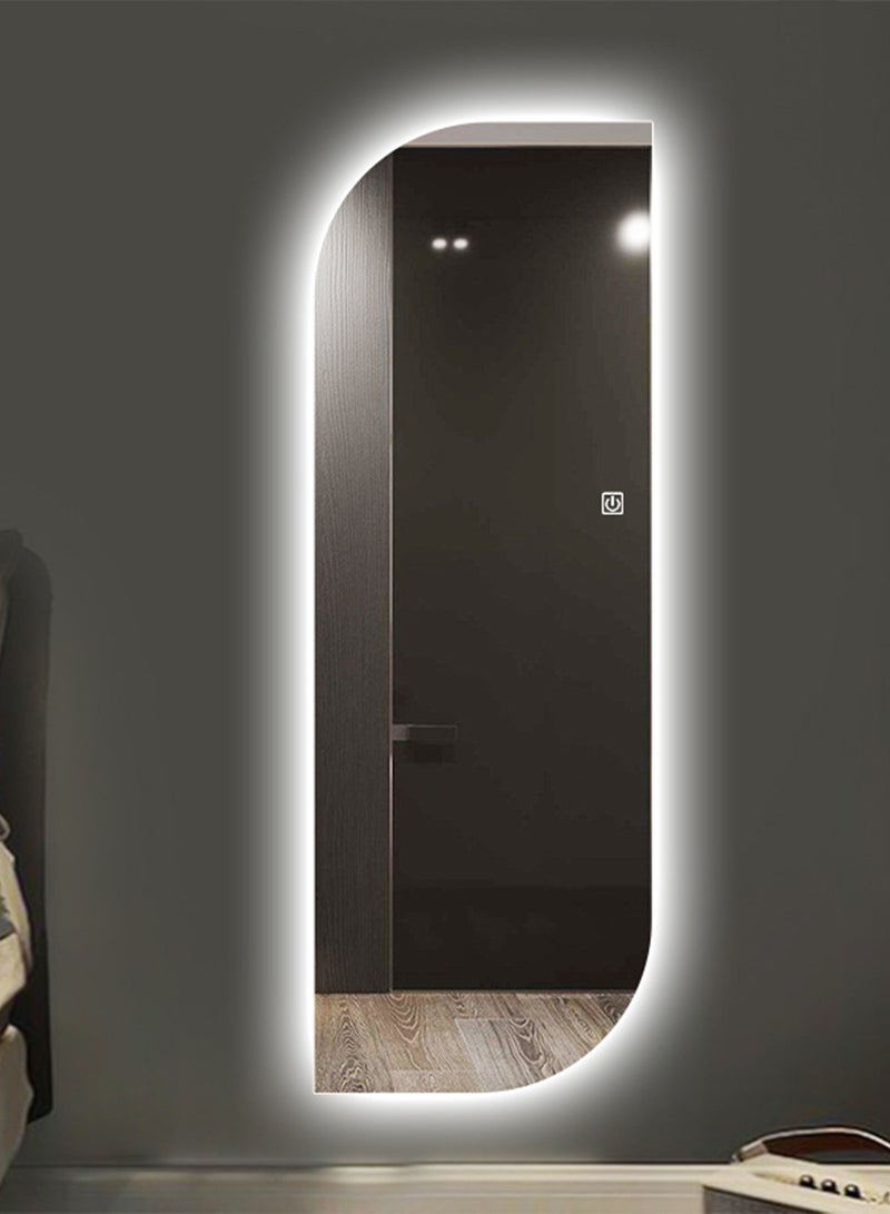 VPARTY 28x 67" LED Wall Mirror, Frameless Vanity Mirror with 3 Colors Dimmable, Modern Lighted Bathroom Mirror Wall Mounted, Irregular Wavy Mirror with Light for Bedroom Living Room (70x170cm) - Image 1