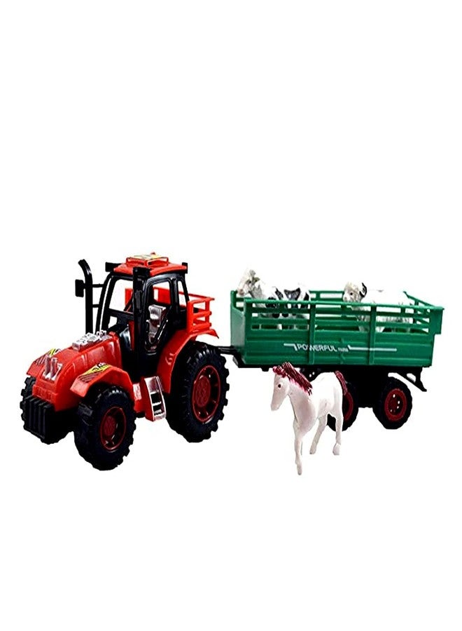 Manos Animal Tractor Trolley Tractor Plastic Toy- Farmer Tractors Pull Back Toy for 2-7 Years Kids-Toy Tractor Vehicle for Pretend Play - Image 3