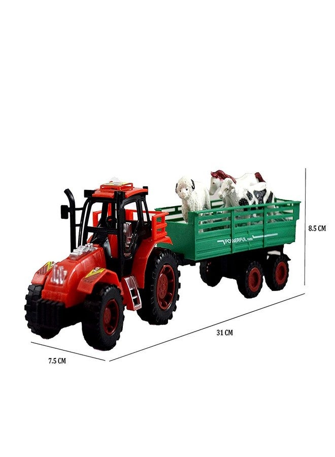 Manos Animal Tractor Trolley Tractor Plastic Toy- Farmer Tractors Pull Back Toy for 2-7 Years Kids-Toy Tractor Vehicle for Pretend Play - Image 5