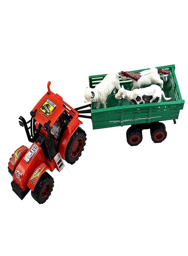 Manos Animal Tractor Trolley Tractor Plastic Toy- Farmer Tractors Pull Back Toy for 2-7 Years Kids-Toy Tractor Vehicle for Pretend Play - Image 1