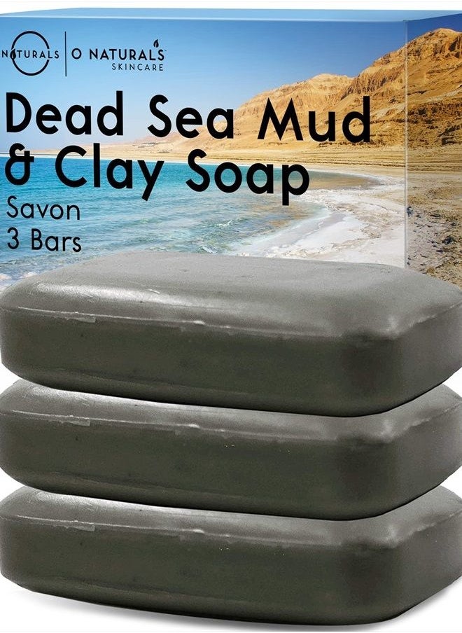 O Naturals - 3PCS Dead Sea Salt Mud & Clay Natural Bar Soap - Helps Acne Prone Skin - Scalp Exfoliator - Organic & Vegan Dead Sea Mud Soap - Natural Soap for Men & Women - 4 oz - Image 1