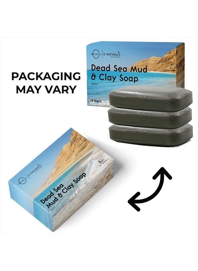 O Naturals - 3PCS Dead Sea Salt Mud & Clay Natural Bar Soap - Helps Acne Prone Skin - Scalp Exfoliator - Organic & Vegan Dead Sea Mud Soap - Natural Soap for Men & Women - 4 oz - Image 1
