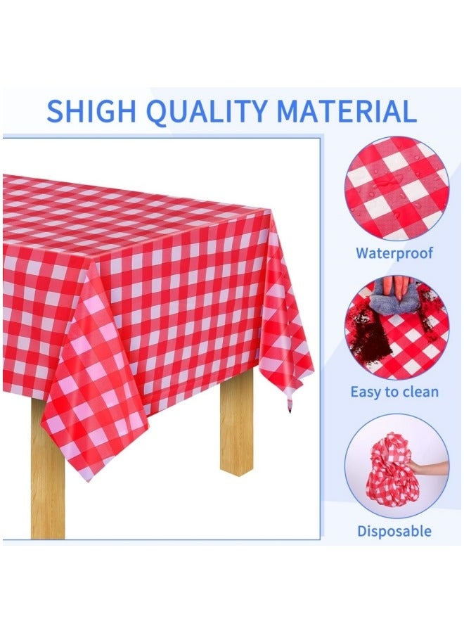 137cm x 1000cm  Plastic Table Cloth Disposable Table Cover Roll Plastic Tablecloth with Convenient Slide Cutter Box for Party Picnic Banquet Kid's Activities (Red, White)  - Image 4