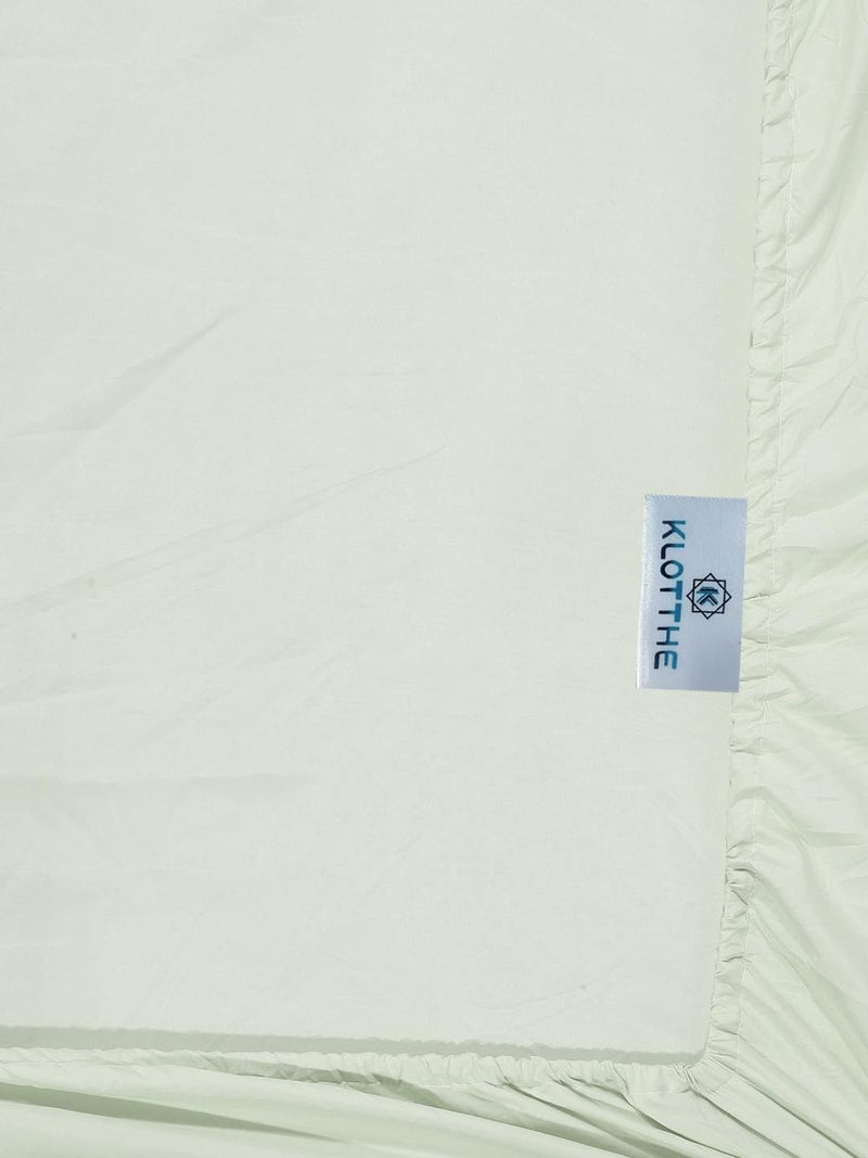 Klotthe Light Green Solid 300 TC Cotton Blend Fitted Double Bedsheet with 2 Pillow Covers - Image 5