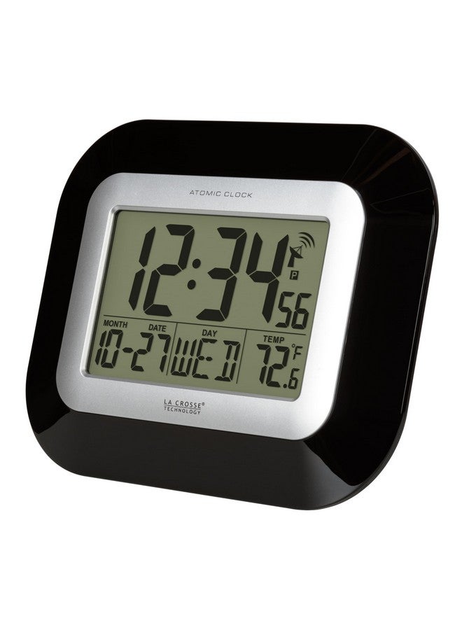 La Crosse Technology WT-8005U-B-INT Atomic Digital Wall Clock with Indoor Temperature, Black, - Image 2