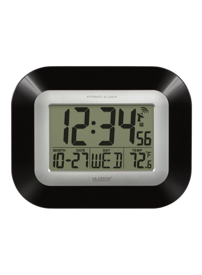 La Crosse Technology WT-8005U-B-INT Atomic Digital Wall Clock with Indoor Temperature, Black, - Image 1