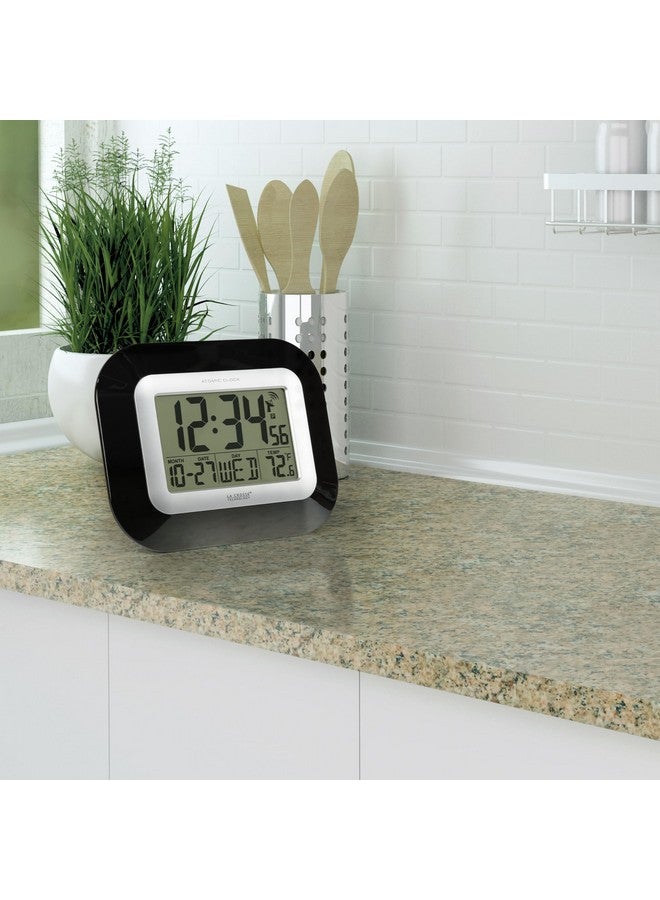 La Crosse Technology WT-8005U-B-INT Atomic Digital Wall Clock with Indoor Temperature, Black, - Image 4