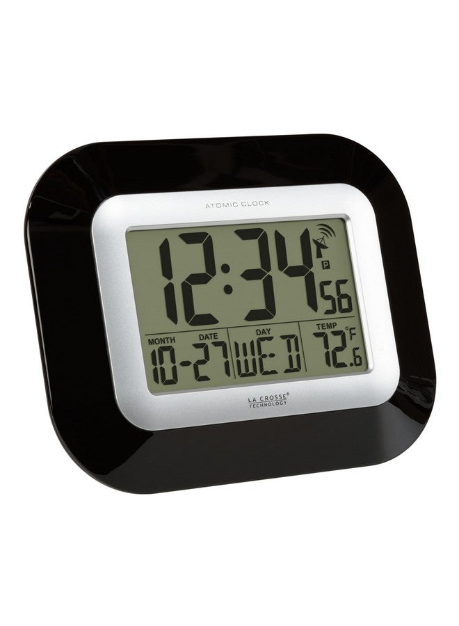 La Crosse Technology WT-8005U-B-INT Atomic Digital Wall Clock with Indoor Temperature, Black, - Image 3