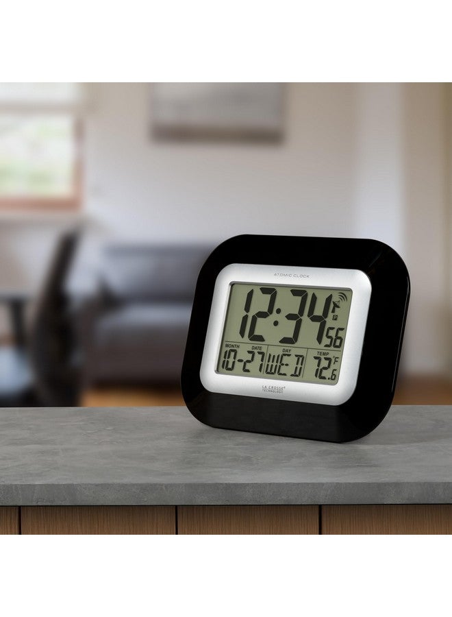 La Crosse Technology WT-8005U-B-INT Atomic Digital Wall Clock with Indoor Temperature, Black, - Image 5
