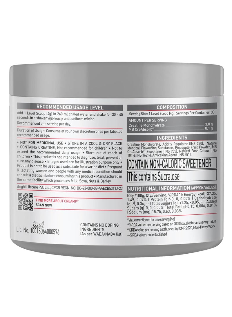 MUSCLEBLAZE Micronised Creatine Monohydrate CreAMP Powder, Citrus Blast (30 Servings, 120g) - Image 2