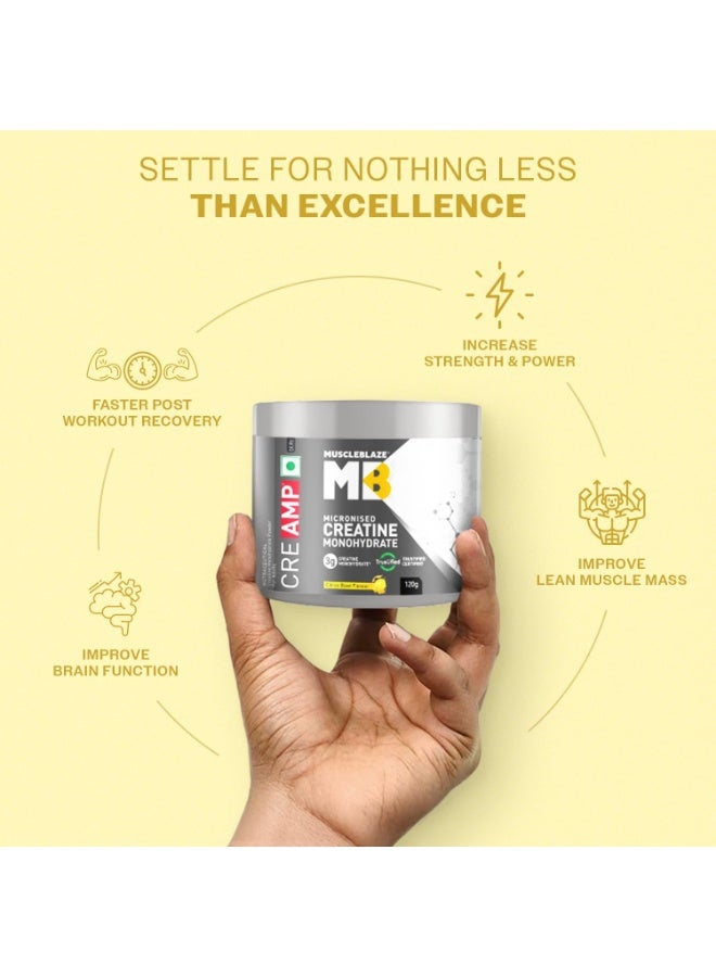 MUSCLEBLAZE Micronised Creatine Monohydrate CreAMP Powder, Citrus Blast (30 Servings, 120g) - Image 5