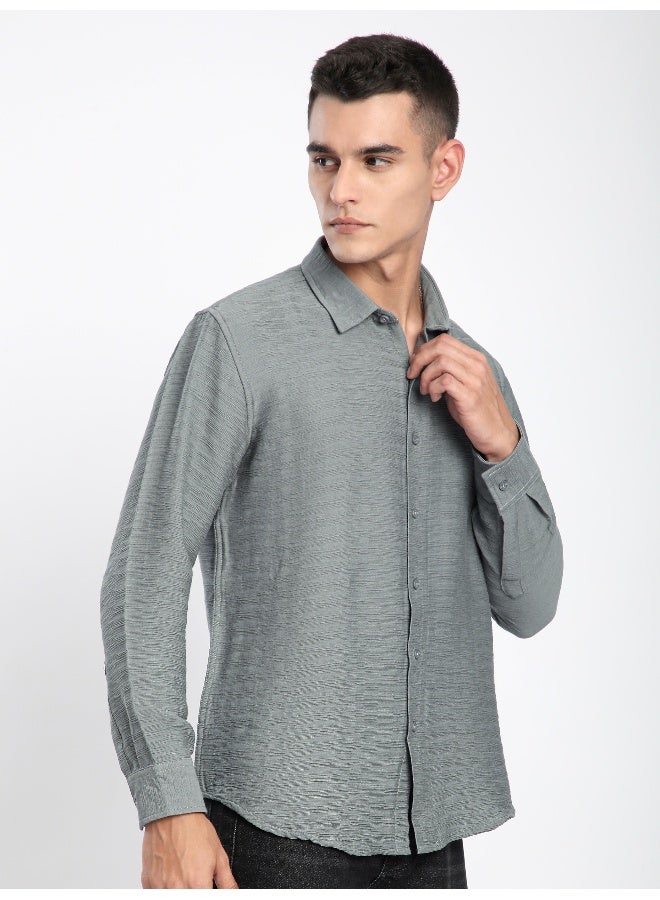 بيونغ قميص رمادي مجعد - Image 2