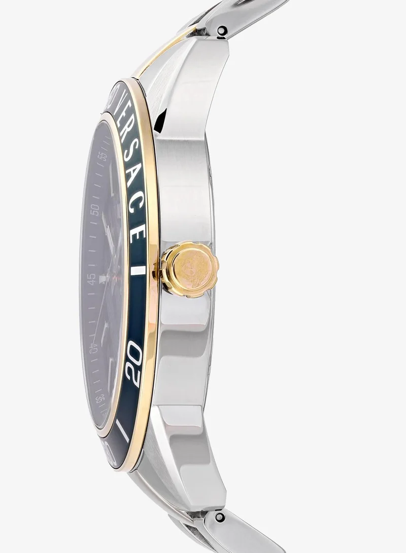 Versace Silver Greca Urban Quartz Green Dial Watch for Men | Best Price UAE