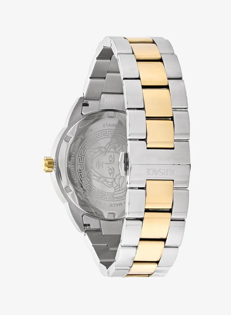Versace Silver Greca Urban Quartz Green Dial Watch for Men | Best Price UAE
