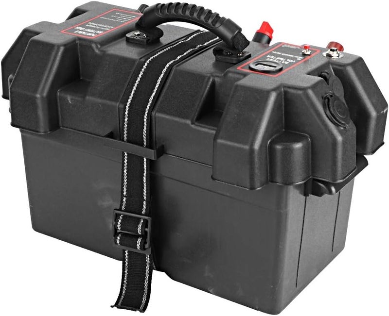woobles Battery Box, Durable Anti Corrosion ABS Material Heavy Duty Battery Box With12V Charger Port Built in Battery Meter Waterproof Battery Case for Group 24 and 27 Size Batteries- - Image 5