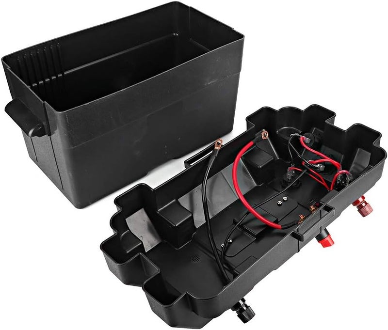 woobles Battery Box, Durable Anti Corrosion ABS Material Heavy Duty Battery Box With12V Charger Port Built in Battery Meter Waterproof Battery Case for Group 24 and 27 Size Batteries- - Image 2