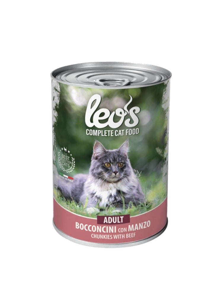 LEO (4 Pics) Leo’s adult cat food with beef Pack Of 4 (415 grams)