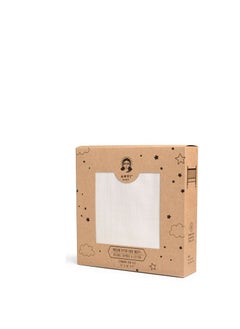 Anvi Baby Organic Bamboo Muslin Fitted Sheet White Dreams  - Image 1