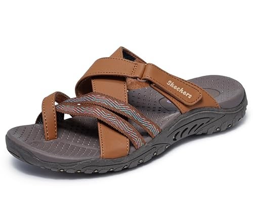 Skechers Women's REGGAE - SUNDAY STROLL sporty outdoor sandal, Brown 9M - Image 1